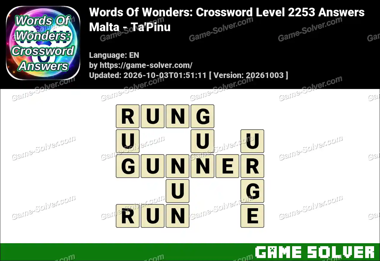 Words Of Wonders: Crossword Level 2253 Answers – Malta – Ta’Pinu